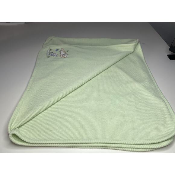 Circo Target Green Thermal Waffle Weave Knit Baby Blanket Cat Mouse *READ* - Picture 3 of 12
